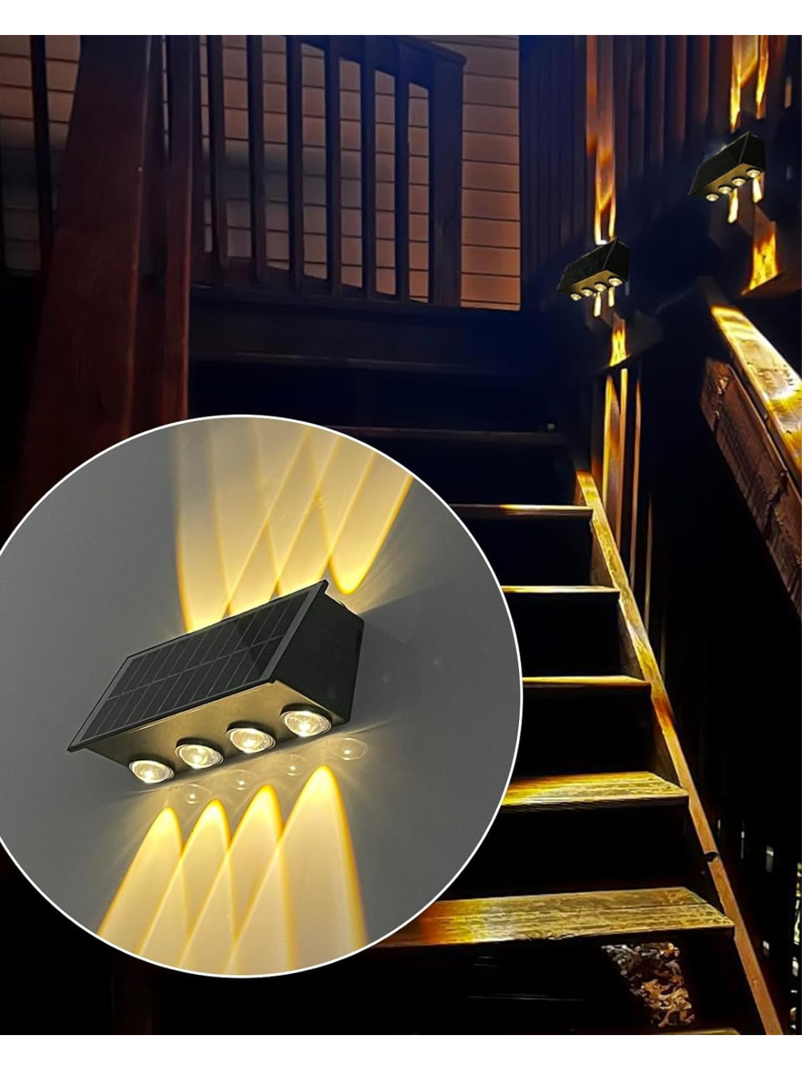Lámpara solar de pared exterior con 8 LED