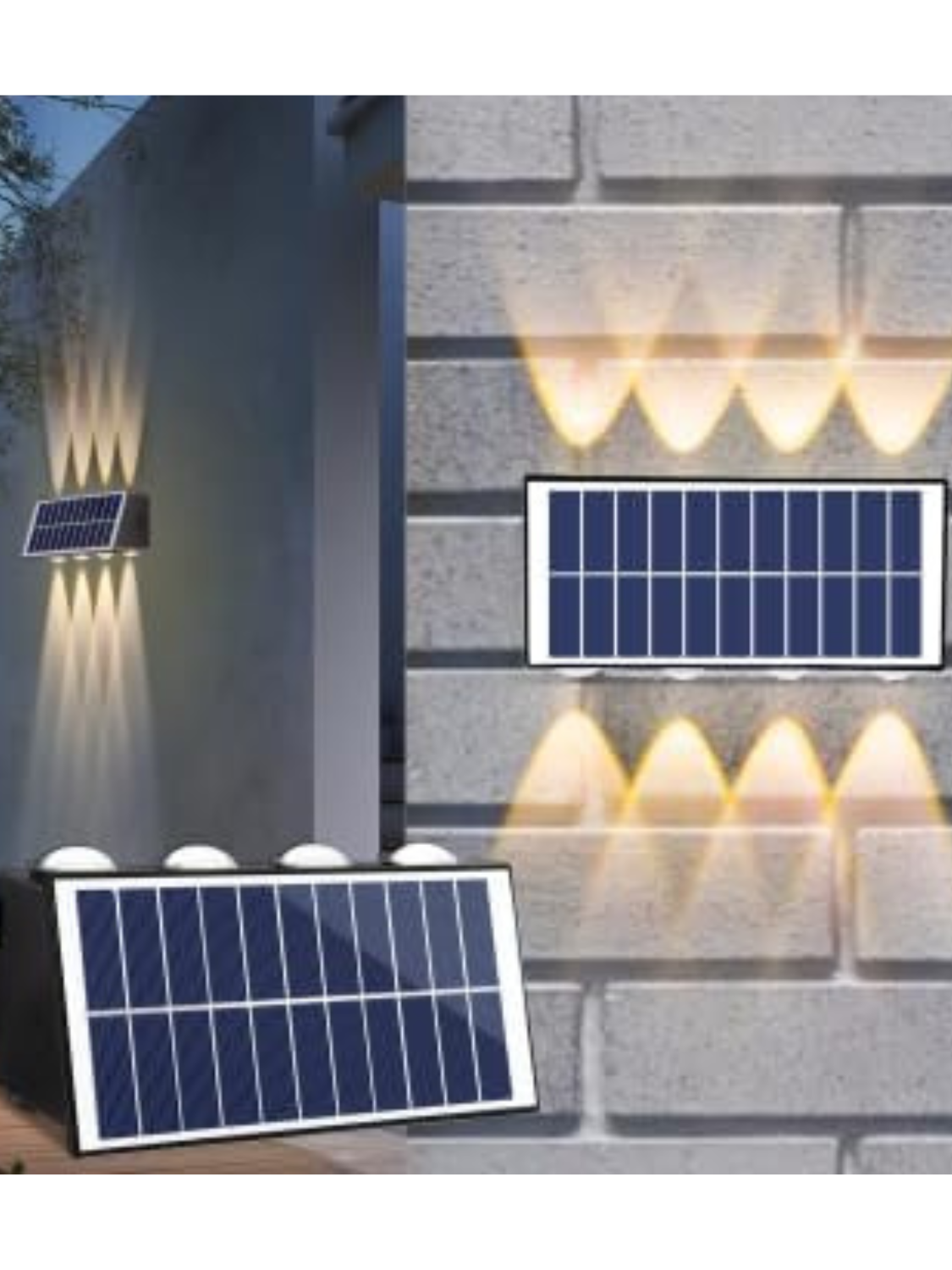 Lámpara solar de pared exterior con 8 LED