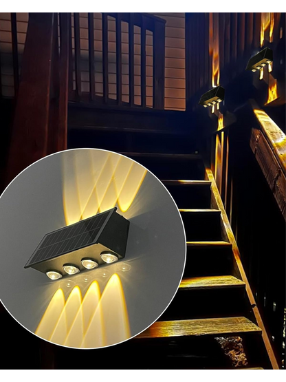 Lámpara solar de pared exterior con 8 LED
