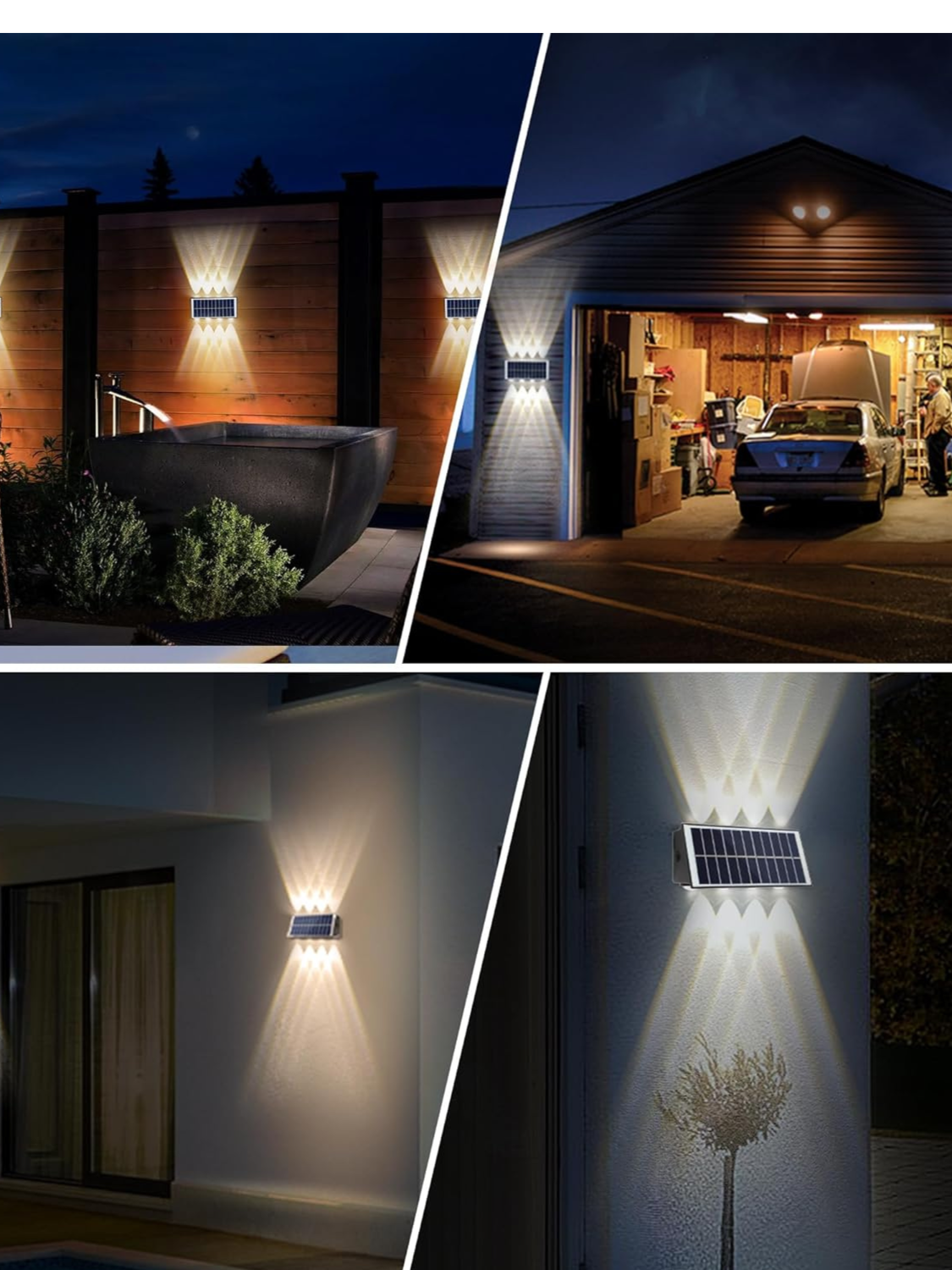 Lámpara solar de pared exterior con 8 LED
