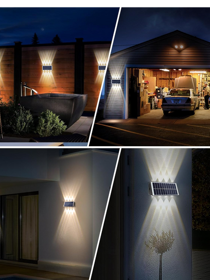 Lámpara solar de pared exterior con 8 LED